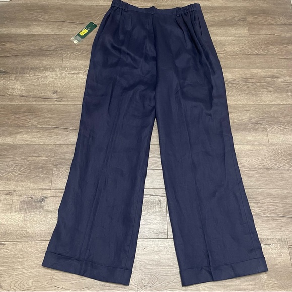 Lauren Ralph Lauren Womens Pants Trouser Linen Navy Blue Cuffed Sz 14W NWT $139 - Picture 8 of 8